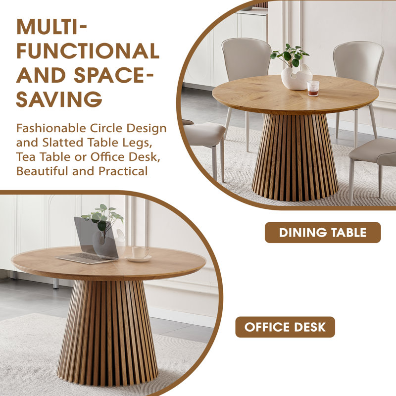 Table de salle à manger 47 ", H 29,53 po x L 47,24 po x l 47,24 po, Bois naturel