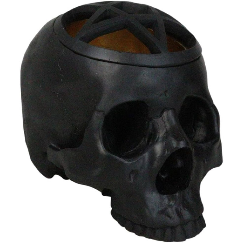 Figurine boîte de bijou de crâne de sorcière noire