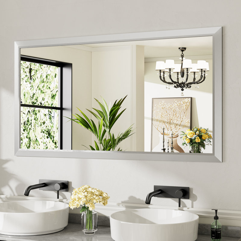 Miroirs de salle de bain modernes et contemporains en métal biseauté rectangulaire / carré avec verre trempé HD