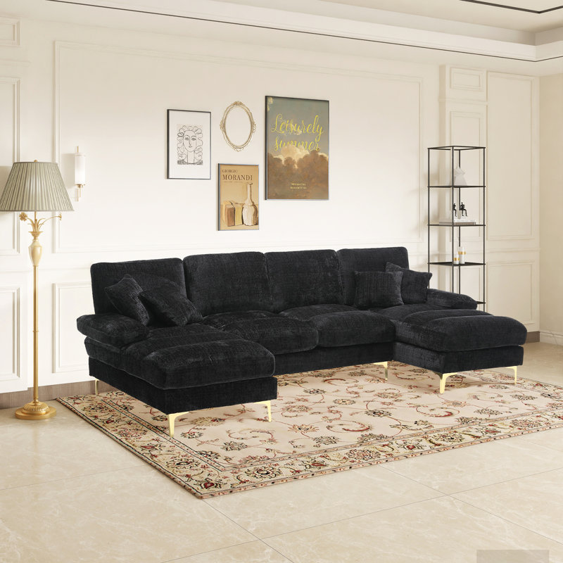 Canapé modulaire en chenille Aredale, Chenille noir