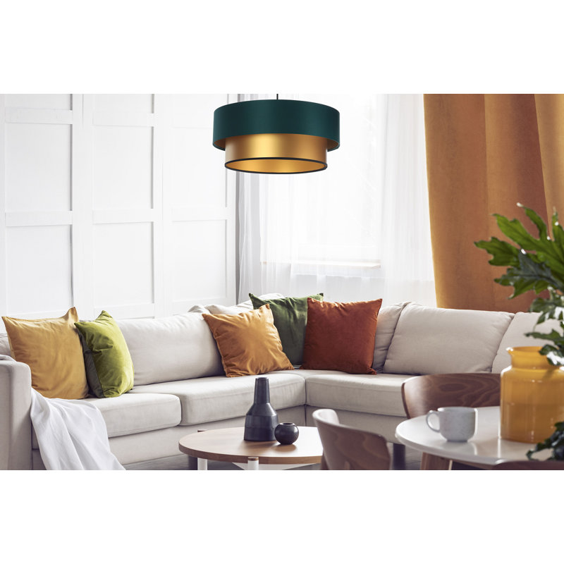 Shandra 1 - Light Black Drum Pendant, 20" H x 60" W x 60" D, Dark Green