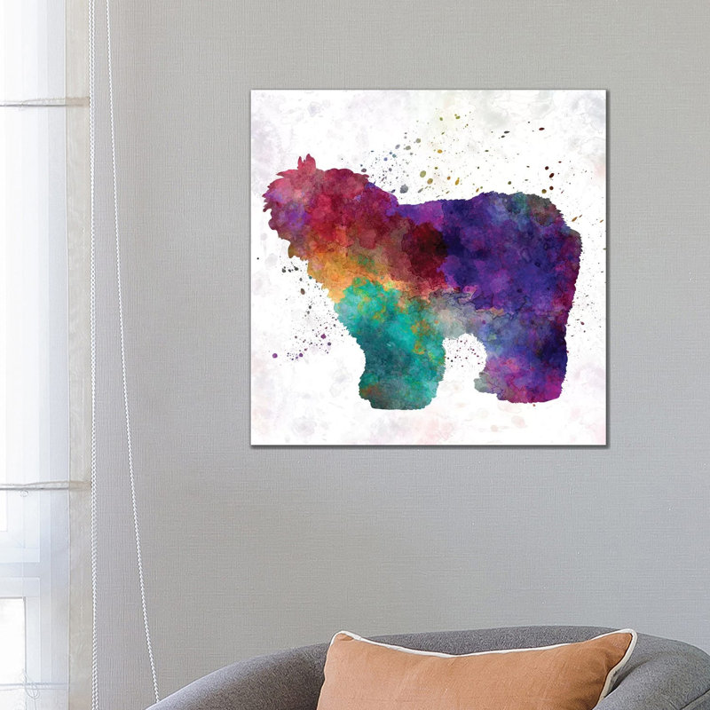 Old English Sheepdog Bobtail In Watercolour by Paul Rommer - Wrapped Canvas Painting, 66.04 cm H x 66.04 cm W x 3.175 cm D