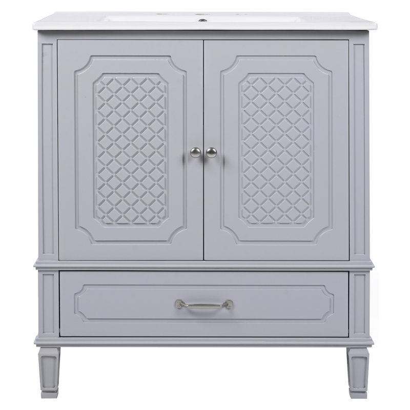 Meuble-lavabo 30 po avec lavabo, Gris, Argent argent