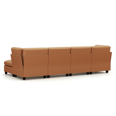 6-Pieces Faux Leather Sectional With two Ottoman
