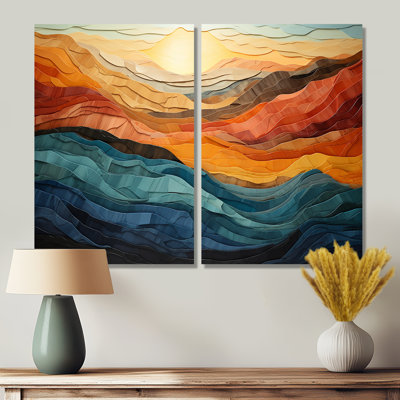 Corail bleu sarcelle audacieux paysage de montagnes - impressions sur toile traditionnelles
