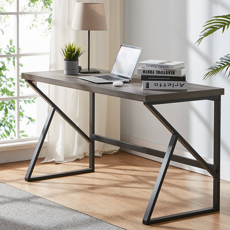 Kelleia Writing Desk, Dark Gray Oak, 29.5" H x 60" W x 23.6" D