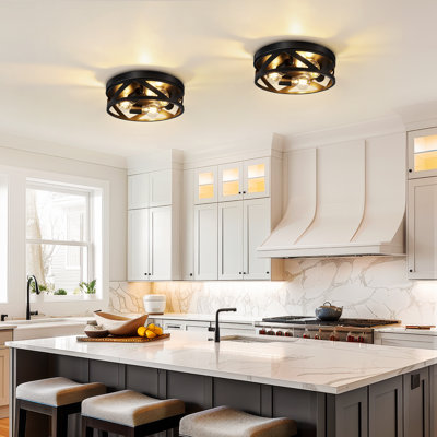 Ensemble de 1 plafonnier encastré moderne en métal noir à 3 lumières Crisscross Modern (ampoule non incluse)