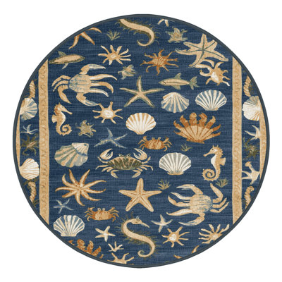 Washable Coastal Wildlife Nautical Area Rug