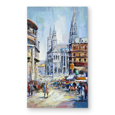 Busy street by a sunny day | Scenic Blue outdoor rug