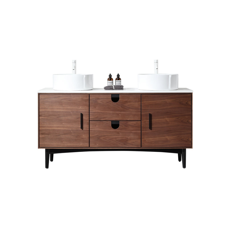 Portree 60" W Double Vanity, Walnut