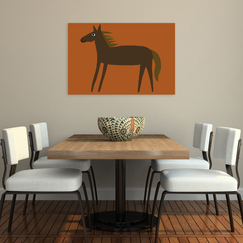 Art mural cheval fantaisiste brun minimaliste