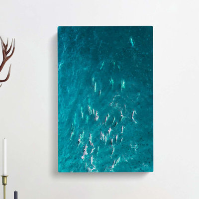 Many Dolphin In Abstract - Wrapped Canvas
