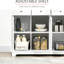 Buffet de comptoir en bois massif - 3 tiroirs, portes, tablette réglable pour armoire de rangement fonctionnelle blanche avec comptoir