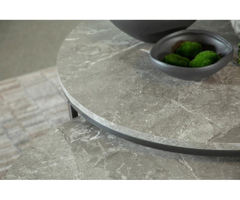 Table basse gigognes 2 pièces Lainey, Faux-marbre gris