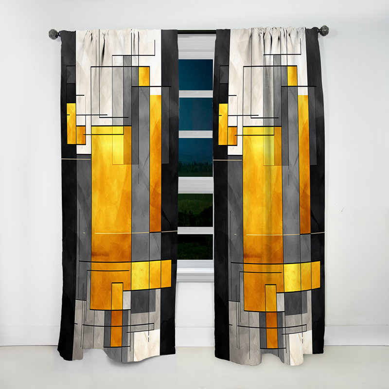 Lippert - Abstract Geometric Room Darkening Curtain - 1 Panels, 52" W x 108" L