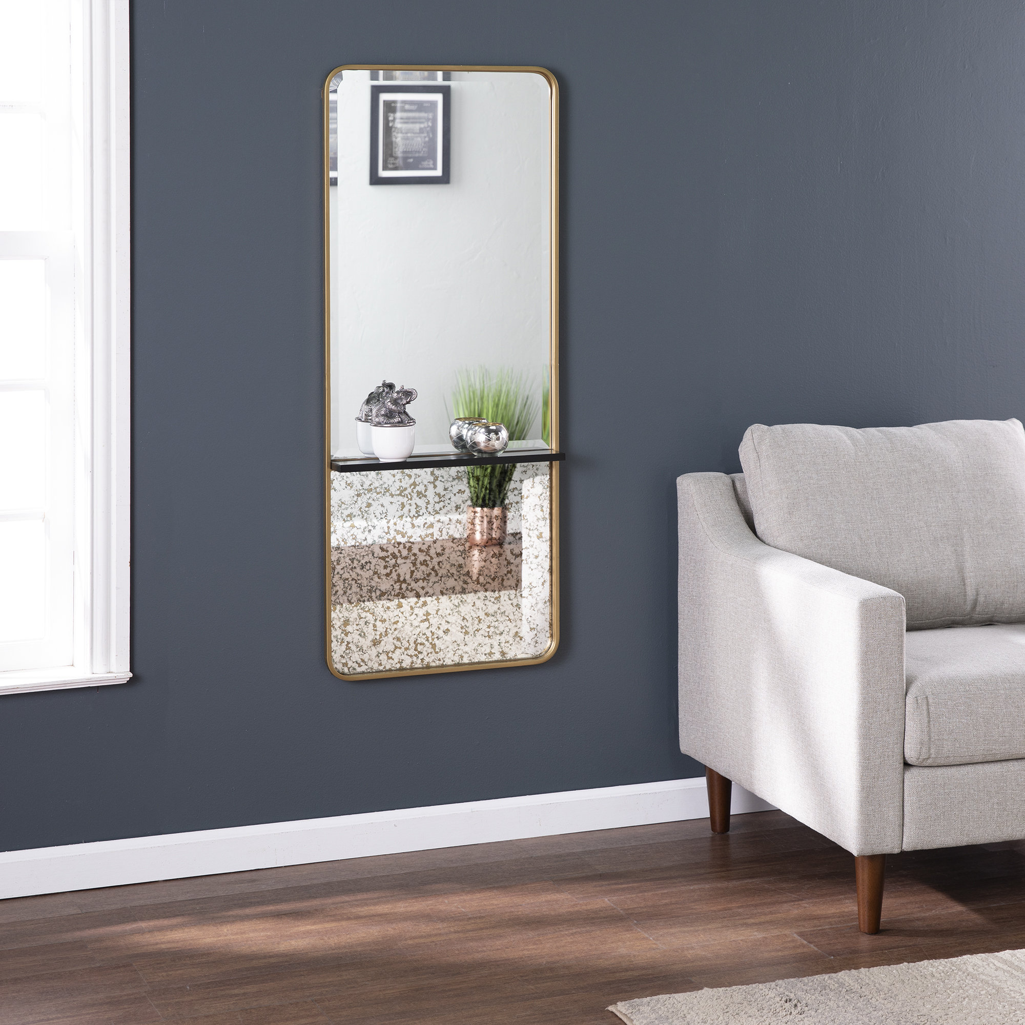 Everly Quinn Radmill Contemporary with Shelf Wall Mounted Mirror