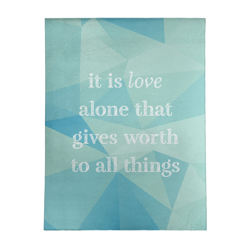 Tapis en poly-chenille avec citation inspirante en faux gemme love, Rectangle 5 pi x 7 pi