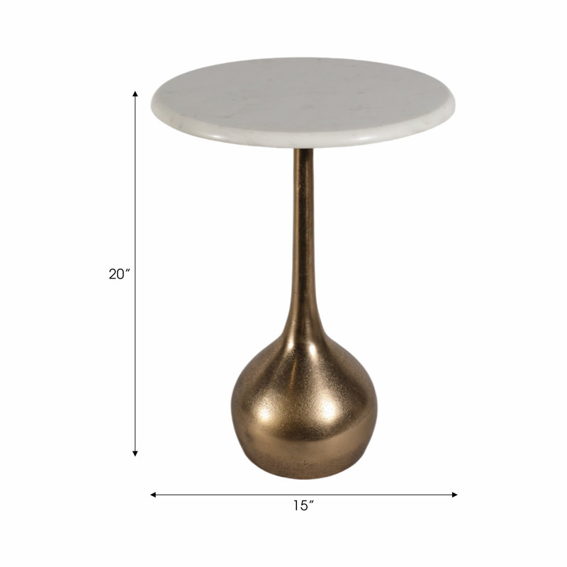 Ernstfried Modern Round Marble Top Accent Table for Bedroom - Sleek Small Side Table with Sculptural Ball Base for Living Room, Narrow End Table Design - 21"
