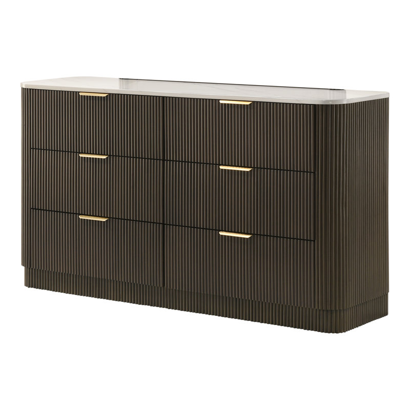 Willoa 6-Drawer Dresser With Faux Marble Top