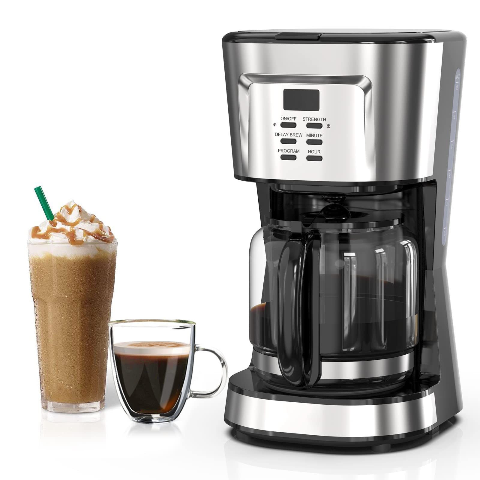 Color of the face home 12-Cup Coffee Maker: Drip Coffee Maker With Programmable  Timer, Brew Strength Control, Coffee Pot & Permanent Filter, Smart  Anti-Drip System, Automatic Keep Warm Coffee Machine,(Stainless Steel)