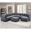 Canapé d'angle en tissu de chenille de style contemporain gris cendré avec pieds en bois et coussins modulaires classiques