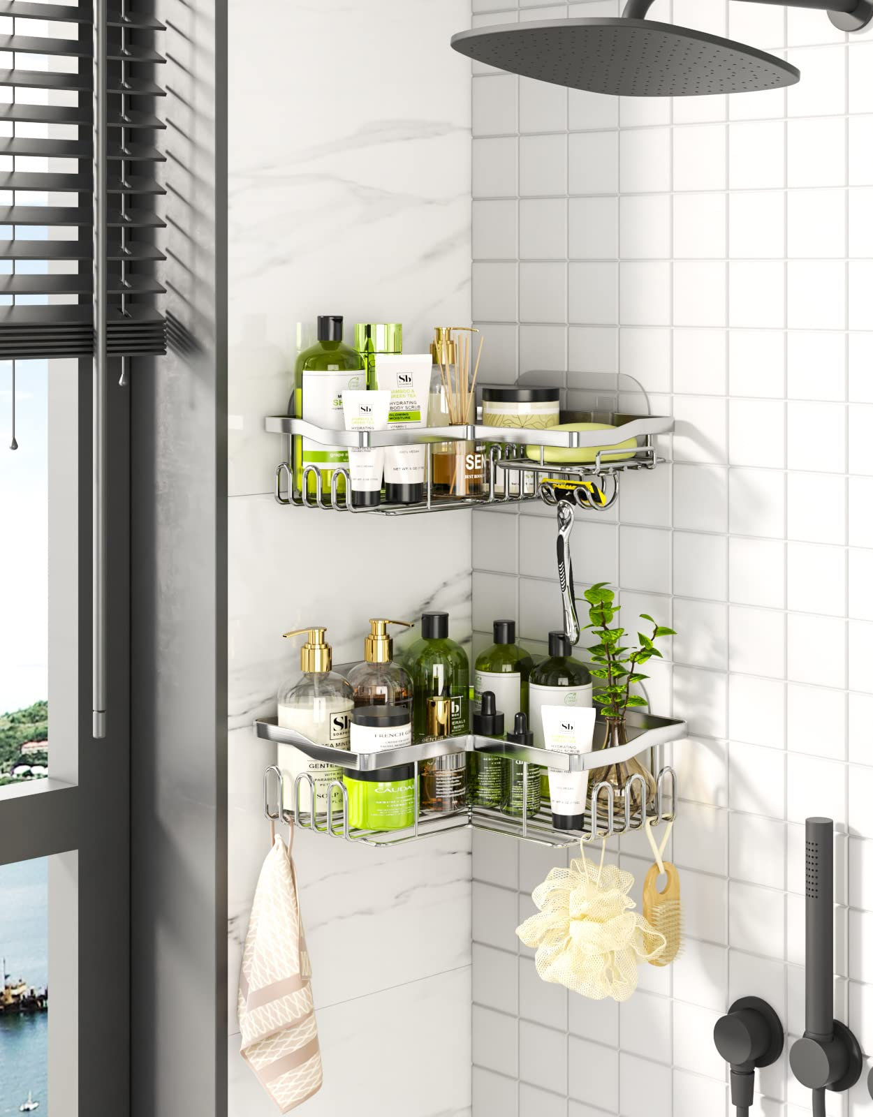 Rebrilliant Newcastle Adhesive Mount Stainless Steel Shower Shelf