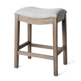 Maven Lane Adrien Backless Saddle Kitchen Counter Stool with Fabric Upholstery