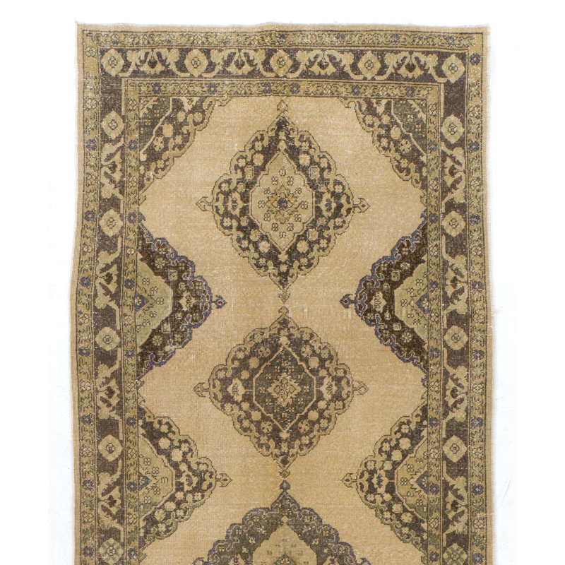 Tapis de couloir rétro Anatolian Oushak
