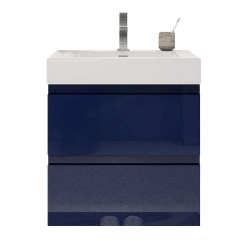 Boubacar Single Bathroom Vanity with Acrylic Top, Night Blue