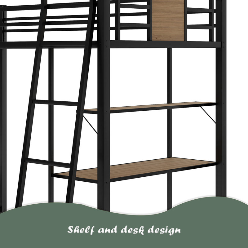 Lit superposé simple au-dessus de L en forme de L avec lit mezzanine simple avec bureau et tablette