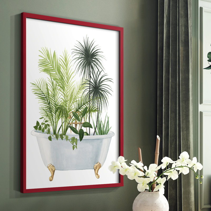 «Plant Bath II», reproduction encadrée - bois massif, Rouge, H 10 po x l 8 po