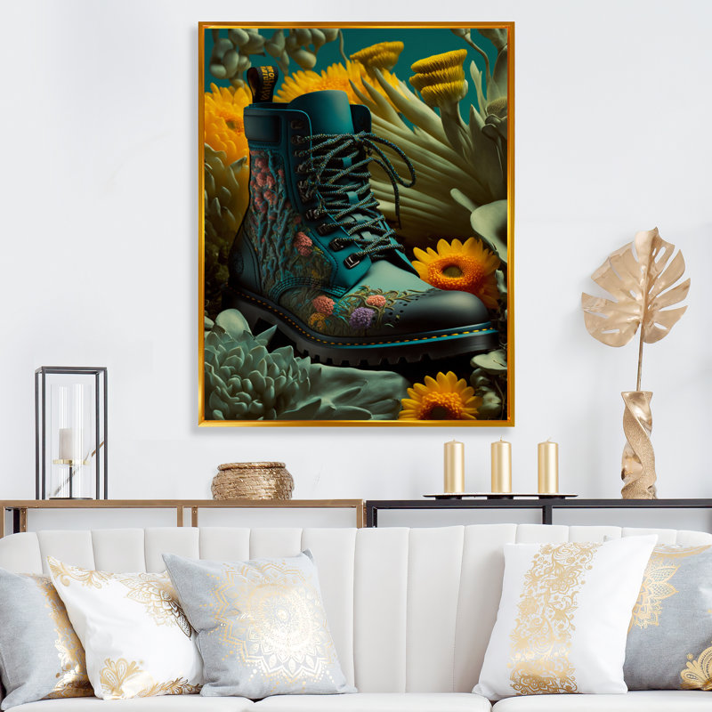 - Art mural sur toile tendance, L 12 po x H 20 po, Cadre flottant doré