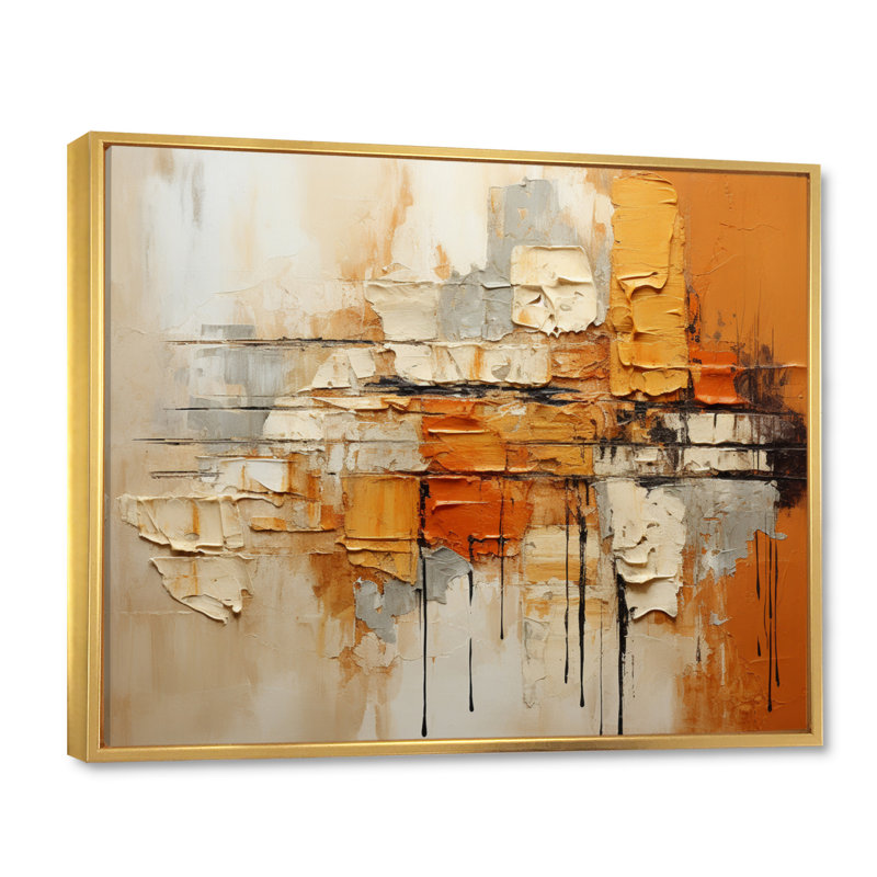 Génération «Orange Impressions III - Abstract Collages», art mural, Doré, H 16 po x l 32 po x P 1 po