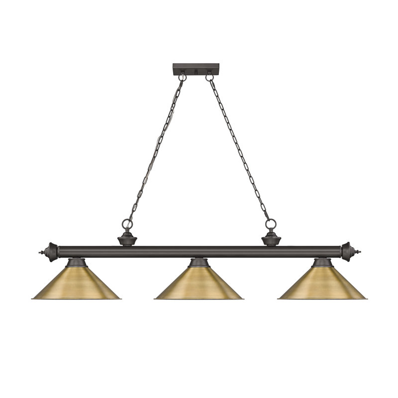 Annaleisa 3 - Light Pool Table Lights Pendant, Rubbed Brass