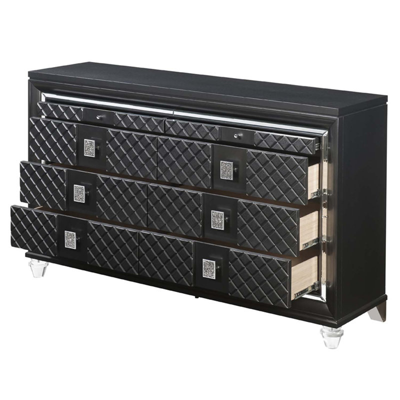 Commode 8 tiroirs Sawyer, finition gris métallique