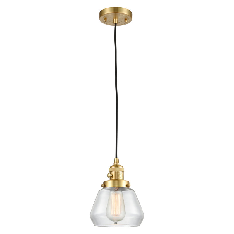 Franklin Restoration - Elim - Mini-luminaire suspendu à cordon de 7 po - Interrupteur marche / arrêt - Ampoule DEL, Or satiné