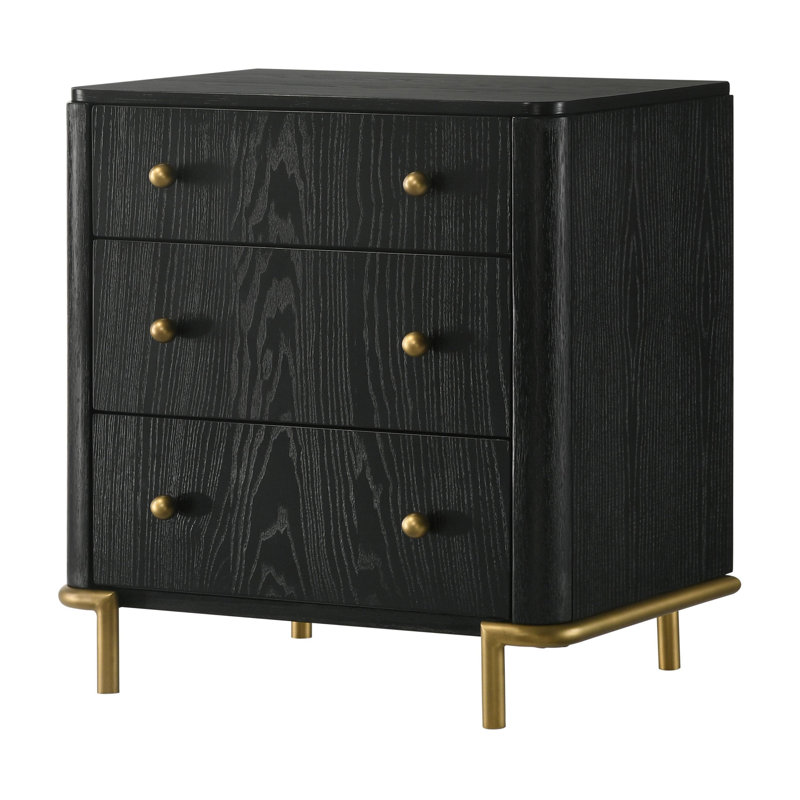Table de chevet 3 tiroirs noire