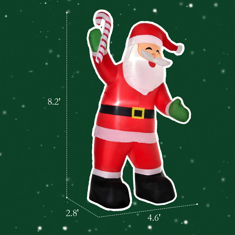 Décoration de jardin d'extérieur avec lumières à DEL, père Noël gonflable avec canne en bonbon