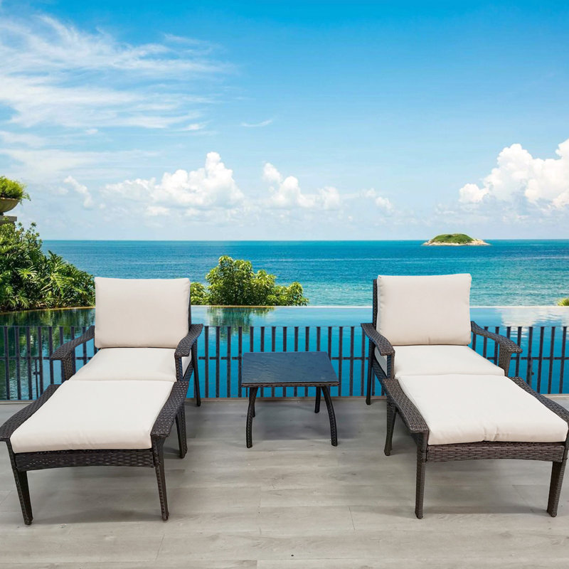 5 patios d'extérieur avec coussins et meubles élégants / design, Brown Cushion/Black Frame