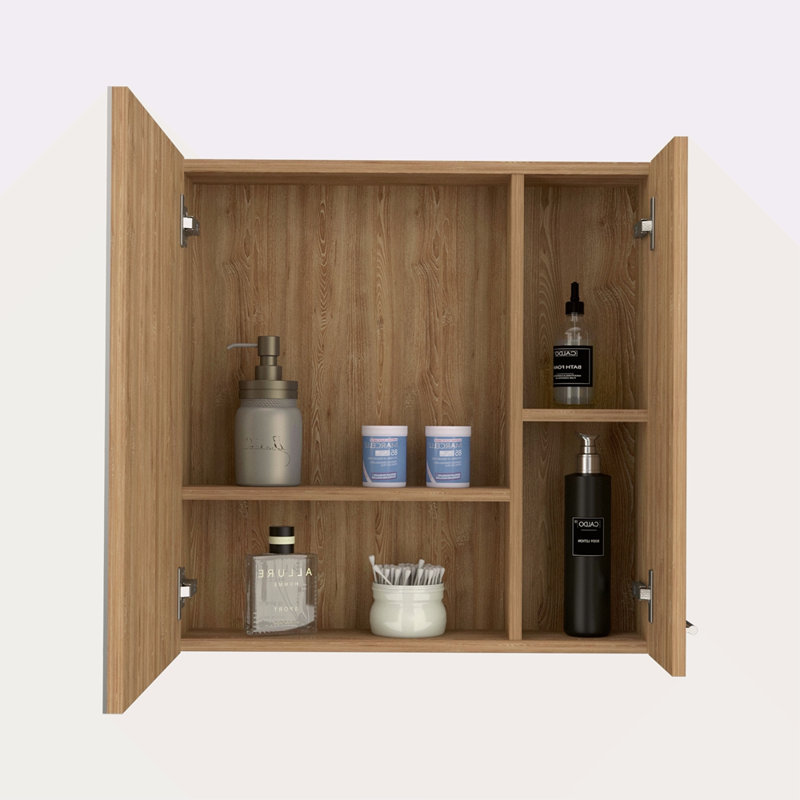 Armoire à pharmacie, quatre tablettes internes, porte simple - pin