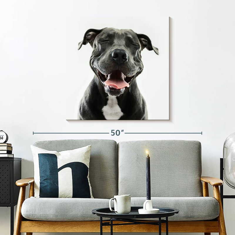 Brampt Smiling Black Pitbull, 30" H x 30" W