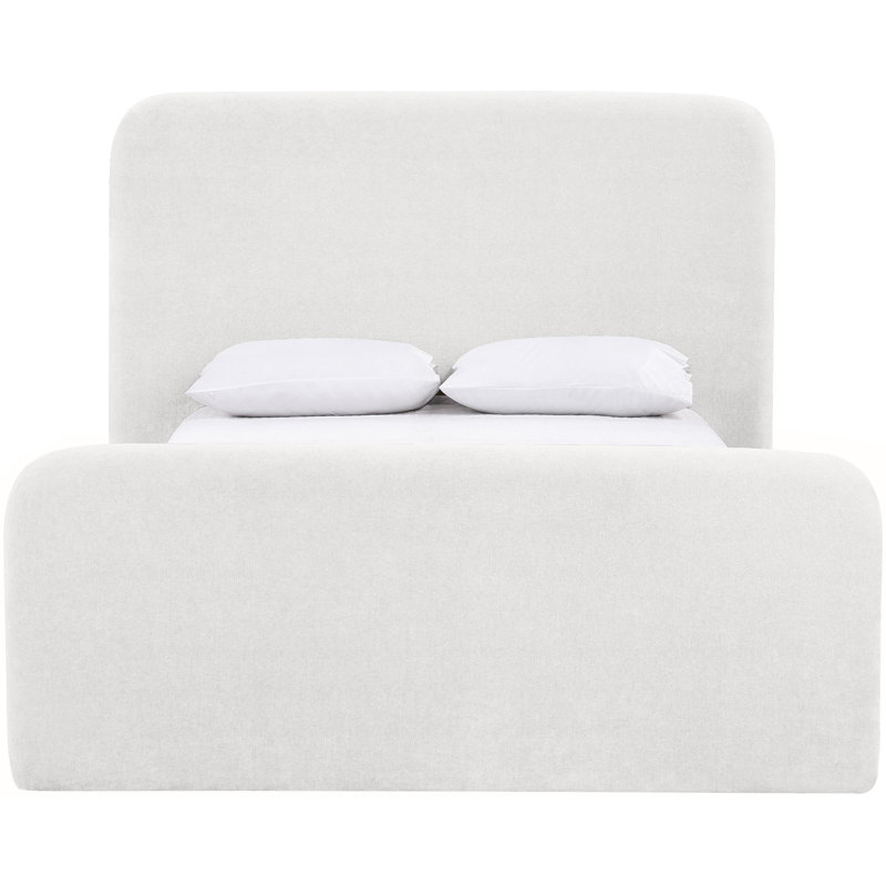 Fira Daliah Chenille Fabric Upholstered Bed, Cream Chenille Fabric, King