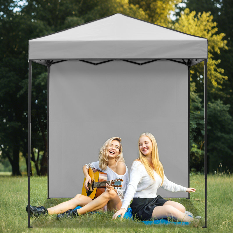 EAGLE PEAK 6 Ft. W x 4 Ft. D Steel Pop-Up Canopy, Outdoor Portable Instant Shelter Folding Canopy with 1 Sidewalls, Gray