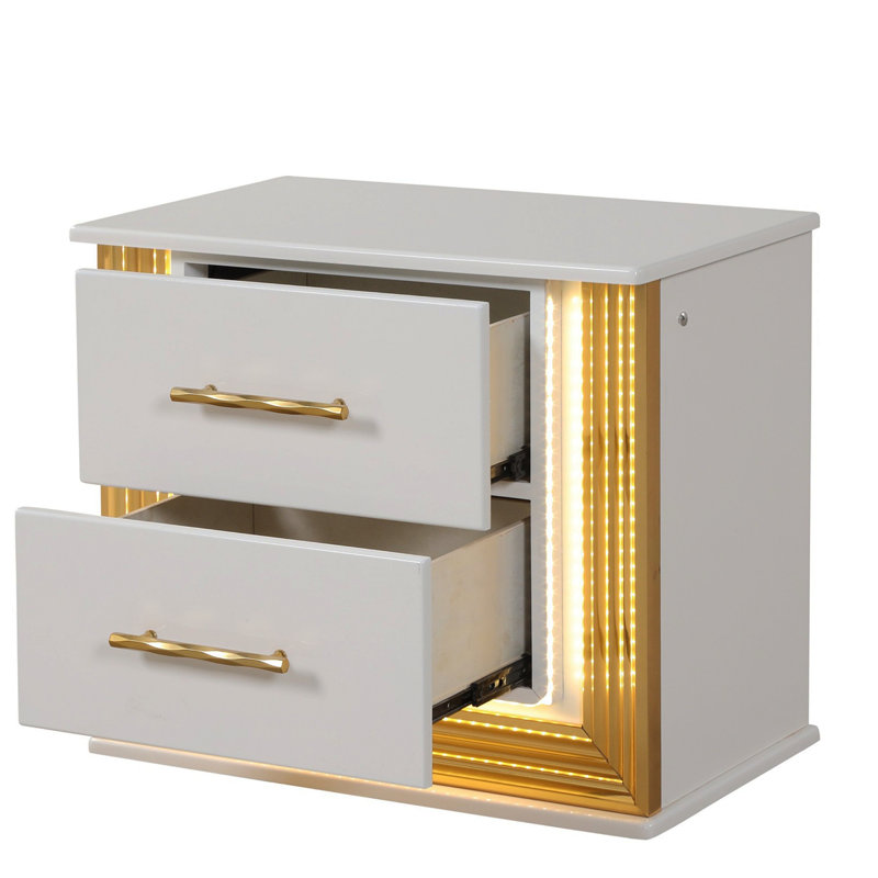 Ensemble de chambre avec grand lit 5 pièces de style contemporain OBSession en bois et finition or