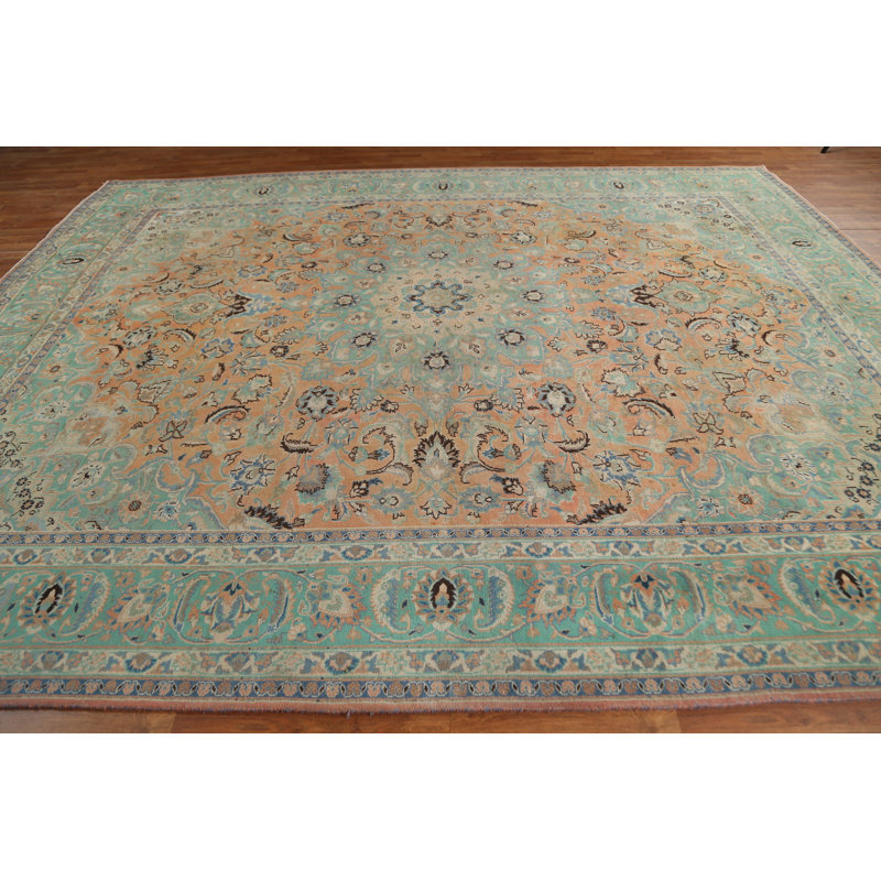 Tapis persan vieilli noué à la main Mashad 9 x 12