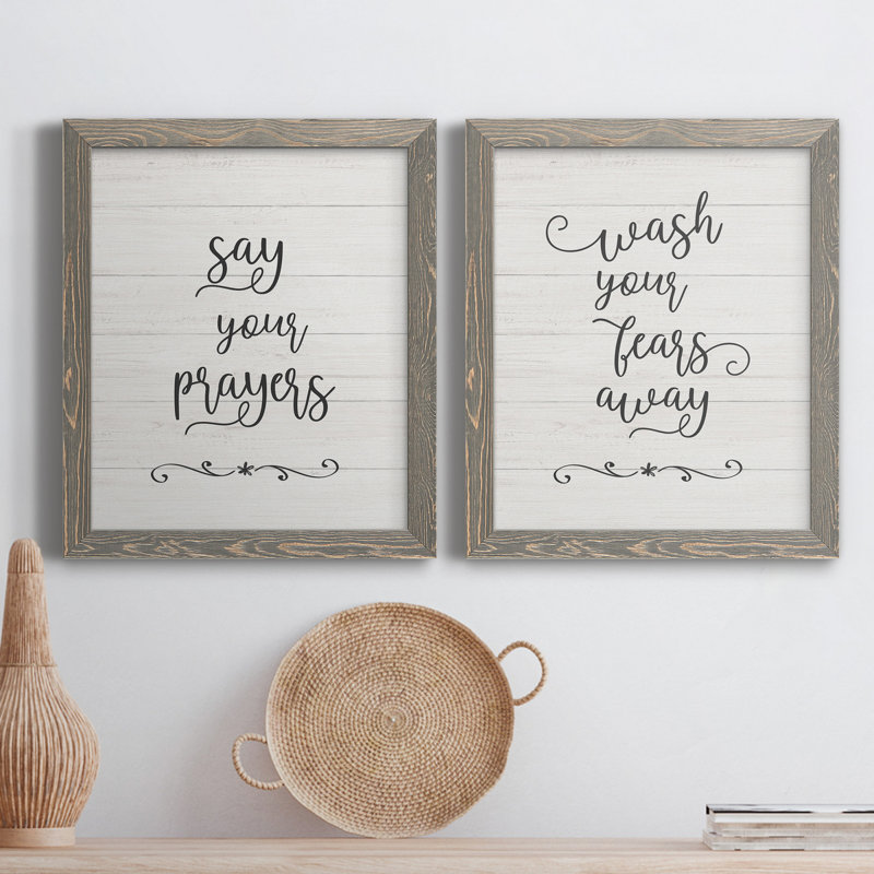 «Say Your Prayers», art textuel sur toile 2 pièces, Cadre gris, H 37,5 po x l 27,5 po x P 1 po