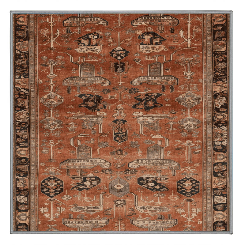 Tapis brun lavable à la machine, Carré 7 pi