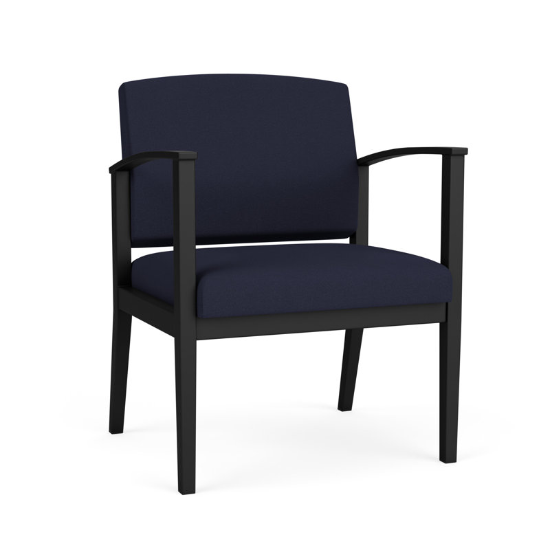 Chaise d'invité en acier Amherst, Noir, Portes ouvertes en tissu bleu marine