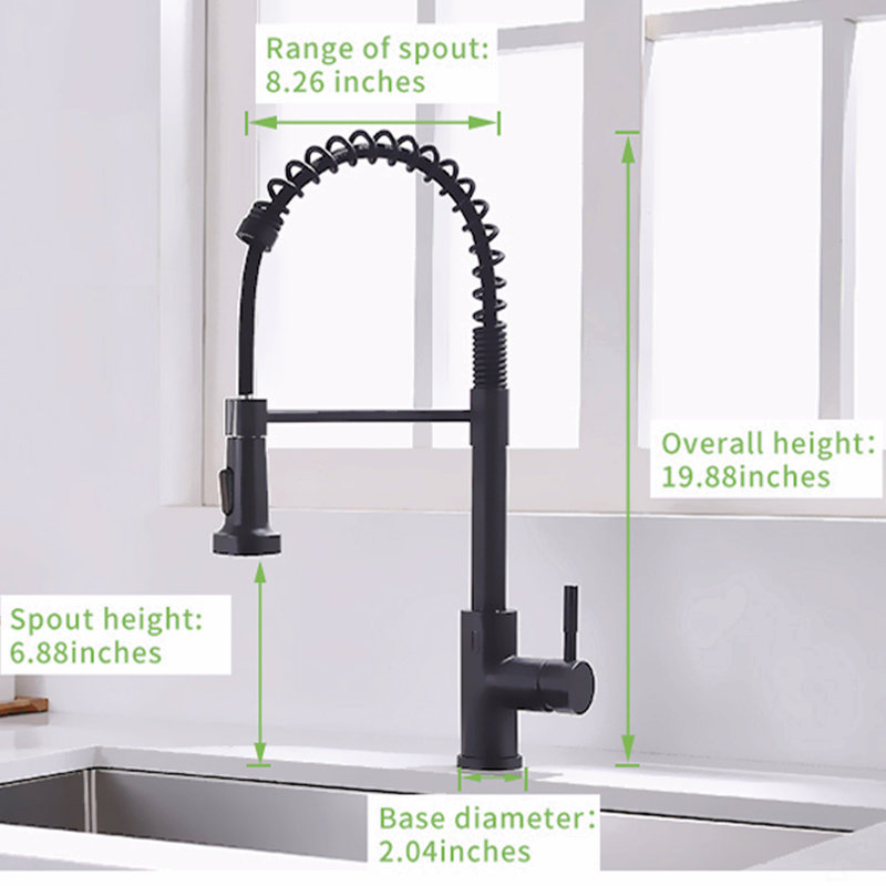 Robinet de cuisine sans contact, robinet de cuisine intelligent automatique mains libres noir, Noir
