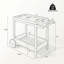 Chariot-bar roulant extérieur en bois d'acacia 35,83 po avec poignée, naturel
